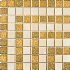 Плитка натуральный Girospecchio Greca Decori Beige/Gold 9.8Х9.8